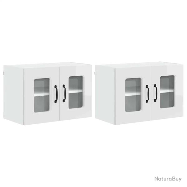 Lot de 2 armoires murales de cuisine modernes espace de rangement 60 x 31 x 40 cm en bois d'ing�nie