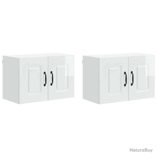 Lot de 2 armoires murales de cuisine modernes rangement spacieux 60 x 31 x 40 cm en bois d'ing�nier