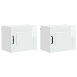 Lot de 2 armoires murales de cuisine fonctionnelles design &eacute;pur&eacute; 50 x 31 x 40 cm en bois d'ing&eacute;nier