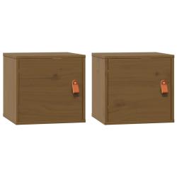 Lot de 2 armoires murales en bois pin massif 31,5 x 30 x 30 cm rangement pratique style rustique en