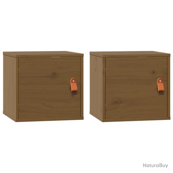 Lot de 2 armoires murales en bois pin massif 31,5 x 30 x 30 cm rangement pratique style rustique en