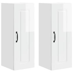 Lot de 2 armoires murales de cuisine modernes design &eacute;pur&eacute; 30 x 31 x 80 cm en bois d'ing&eacute;nierie bla