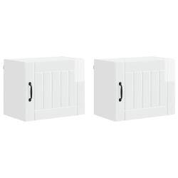 Lot de 2 armoires murales de cuisine modernes pratiques organisation 50 x 31 x 40 cm en bois blanc