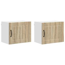 Lot de 2 armoires murales de cuisine modernes rangement pratique 50 x 31 x 40 cm en bois d'ing&eacute;nier
