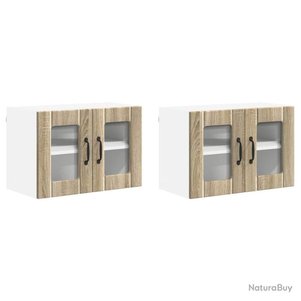 Lot de 2 armoires murales de cuisine motr�es pratiques 60 x 31 x 40 cm en bois d'ing�nierie ch�ne s