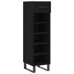 Armoire &agrave; chaussures &eacute;l&eacute;gante noire 30 x 35 x 105 cm avec tiroir et espace de rangement style indus