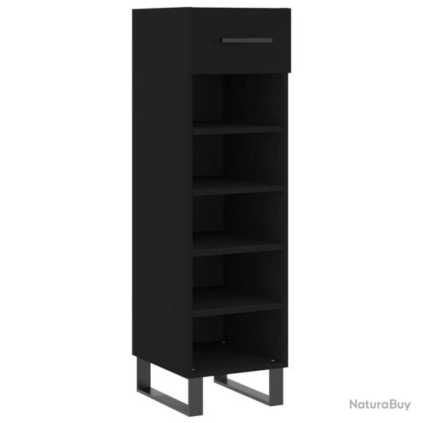 Armoire � chaussures �l�gante noire 30 x 35 x 105 cm avec tiroir et espace de rangement style indus