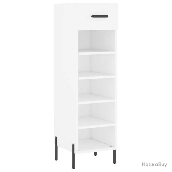 Armoire � chaussures blanche 30 x 35 x 105 cm avec tiroir 5 compartiments style industriel en bois