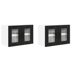 Lot de 2 armoires murales de cuisine modernes avec 4 &eacute;tag&egrave;res 60 x 31 x 40 cm en bois d'ing&eacute;nierie