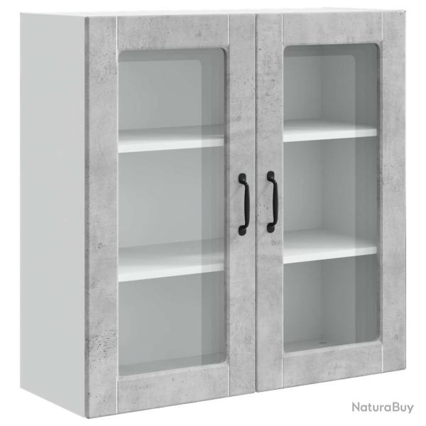 Armoire de cuisine moderne murale rangement pratique 80 x 31 x 80 cm en bois d'ing�nierie gris b�to