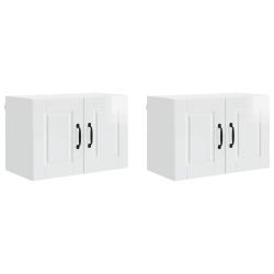 Lot de 2 armoires murales de cuisine moderne usage pratique 60 x 31 x 40 cm en bois d'ing&eacute;nierie bl