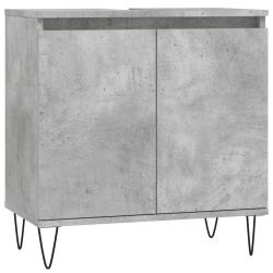 Armoire de salle de bain design moderne grand rangement 58 x 33 x 60 cm en bois gris b&eacute;ton 02_00490