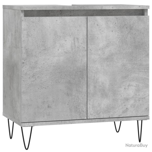 Armoire de salle de bain design moderne grand rangement 58 x 33 x 60 cm en bois gris b�ton 02_00490