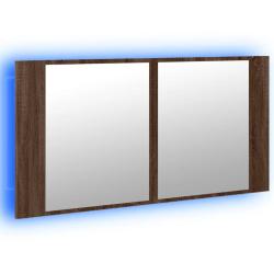 Armoire &agrave; miroir &agrave; LED pour salle de bain 90 x 12 x 45 cm rangement ergonomique design moderne en b