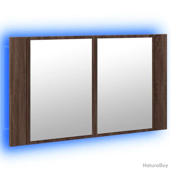 Armoire � miroir � LED pour salle de bain avec 2 �tag�res 80 x 12 x 45 cm en bois ch�ne marron 02_0
