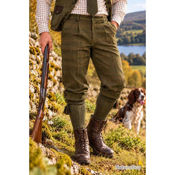 knickers  de chasse en tweed Ascot Vert sauge Fonc� pour homme