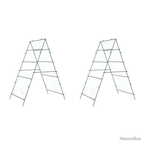 Treillis de jardin en forme de A pour plantes grimpantes 99 x 90 x 175,5 cm en acier vert 02_0055605
