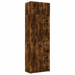 Armoire de rangement haute en bois d'ing&eacute;nierie 70 x 42,5 x 225 cm &eacute;conomie d'espace style contempo