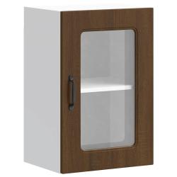 Armoire murale de cuisine en bois d'ing&eacute;nierie avec porte vitr&eacute;e rangement optimis&eacute; 40 x 31 x 60 cm