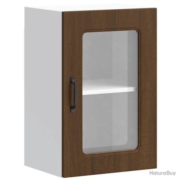 Armoire murale de cuisine en bois d'ing�nierie avec porte vitr�e rangement optimis� 40 x 31 x 60 cm