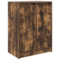 Armoire &agrave; chaussures ch&ecirc;ne fum&eacute; 57 x 34 x 76 cm grand espace de rangement moderne pratique en bois