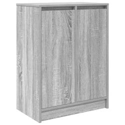 Armoire &agrave; chaussures moderne avec 2 portes et 8 &eacute;tag&egrave;res 57 x 34 x 76 cm en bois d'ing&eacute;nierie gris