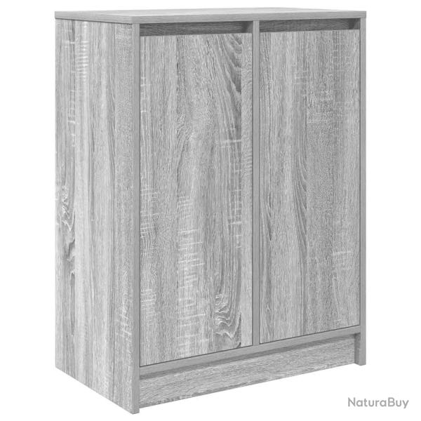 Armoire � chaussures moderne avec 2 portes et 8 �tag�res 57 x 34 x 76 cm en bois d'ing�nierie gris