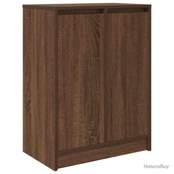 Armoire � chaussures ch�ne marron 57 x 34 x 76 cm avec portes espace de rangement contemporain en b