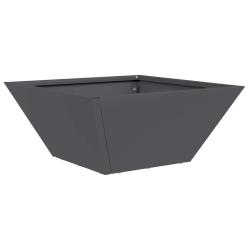 Cache-pot de jardin trap&eacute;zo&iuml;dal moderne style contemporain 35 x 35 x 15 cm en acier anthracite 02_0