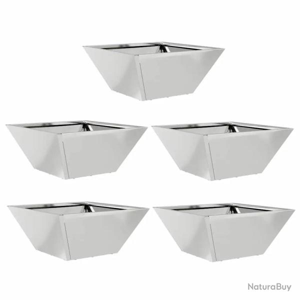 Lot de 5 cache-pots de jardin design moderne trap�zo�dal ext�rieur 35 x 35 x 15 cm en acier galvani