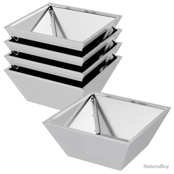 Lot de 5 cache-pots modernes minimalistes jardin terrasse 40 x 40 x 15 cm en m�tal argent 02_0052379