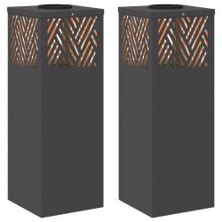 Lot de 2 lampes de chemin LED solaires design moderne jardin 18 x 18 x 50 cm en acier noir 02_00525