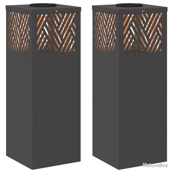 Lot de 2 lampes de chemin LED solaires design moderne jardin 18 x 18 x 50 cm en acier noir 02_00525