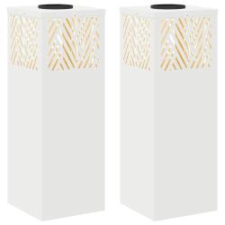Lot de 2 lampes de chemin LED solaires design moderne ext&eacute;rieur 18 x 18 x 50 cm en acier blanc 02_0
