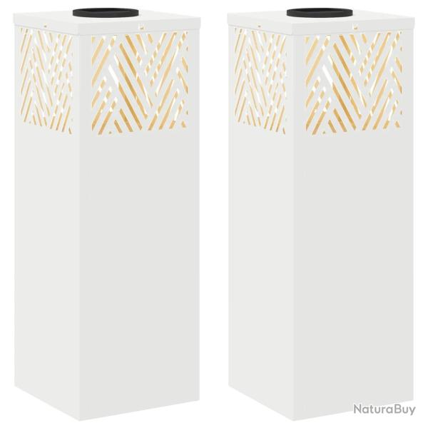 Lot de 2 lampes de chemin LED solaires design moderne ext�rieur 18 x 18 x 50 cm en acier blanc 02_0