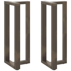 Lot de 2 pieds de table de bar en forme de T avec niveleurs r&eacute;glables 50 x 35 x 100 cm en acier noi