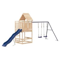 Aire de jeux d'ext&eacute;rieur balan&ccedil;oires toboggan portiques robuste jeux jardin 553 x 206 x 264 cm bois