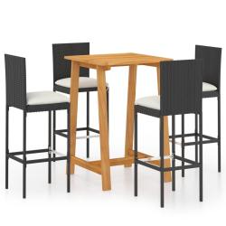 Ensemble de bar de jardin avec coussins 5 pi&egrave;ces noir 02_0013464