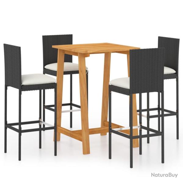 Ensemble de bar de jardin avec coussins 5 pi�ces noir 02_0013464