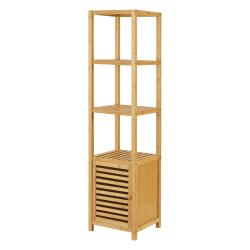 &Eacute;tag&egrave;re de salle de bain &agrave; 4 niveaux avec porte 140 x 34 x 33 cm bambou 03_0007002