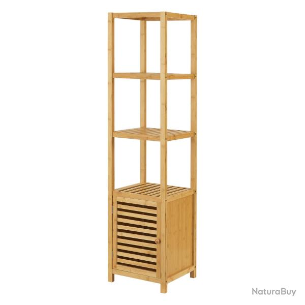 �tag�re de salle de bain � 4 niveaux avec porte 140 x 34 x 33 cm bambou 03_0007002