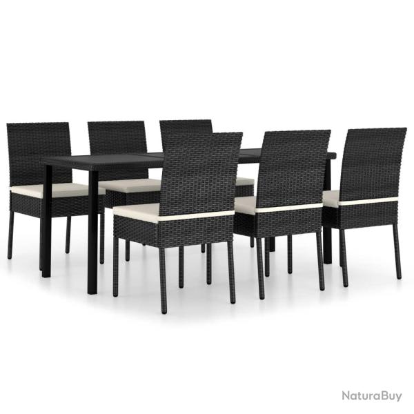 Ensemble de salle � manger de jardin meuble ext�rieur 7 pi�ces r�sine tress�e noir 02_0014052