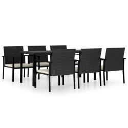 Ensemble de salle &agrave; manger de jardin meuble ext&eacute;rieur 7 pi&egrave;ces r&eacute;sine tress&eacute;e noir 02_0014055