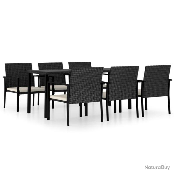 Ensemble de salle � manger de jardin meuble ext�rieur 7 pi�ces r�sine tress�e noir 02_0014055