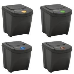 Poubelles &agrave; ordures empilables lot de 4 100 L Polypropyl&egrave;ne gris 02_0043895
