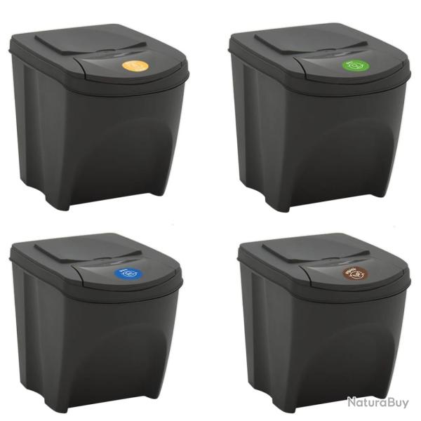 Poubelles � ordures empilables lot de 4 100 L Polypropyl�ne gris 02_0043895