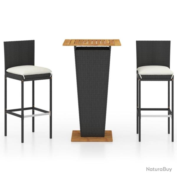Ensemble de bar de jardin 3 pi�ces et coussins r�sine tress�e noir 02_0013367