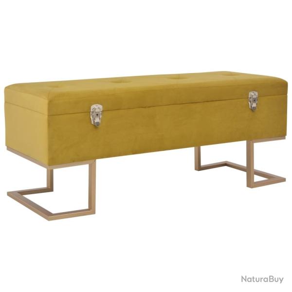 Banc banquette avec compartiment de rangement 105 cm moutarde velours 02_0021244
