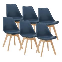 Lot de 6 chaises de salle &agrave; manger similicuir h&ecirc;tre bleu 03_0006779