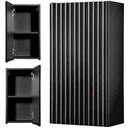 Armoire &eacute;tag&egrave;re meuble de rangement 30 x 57 x 19 cm murale de salle de bain noir 03_0008897